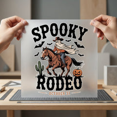 Spooky Rodeo Ghost Rider Usa Halloween Ready to Press DTF Transfer for Dtf