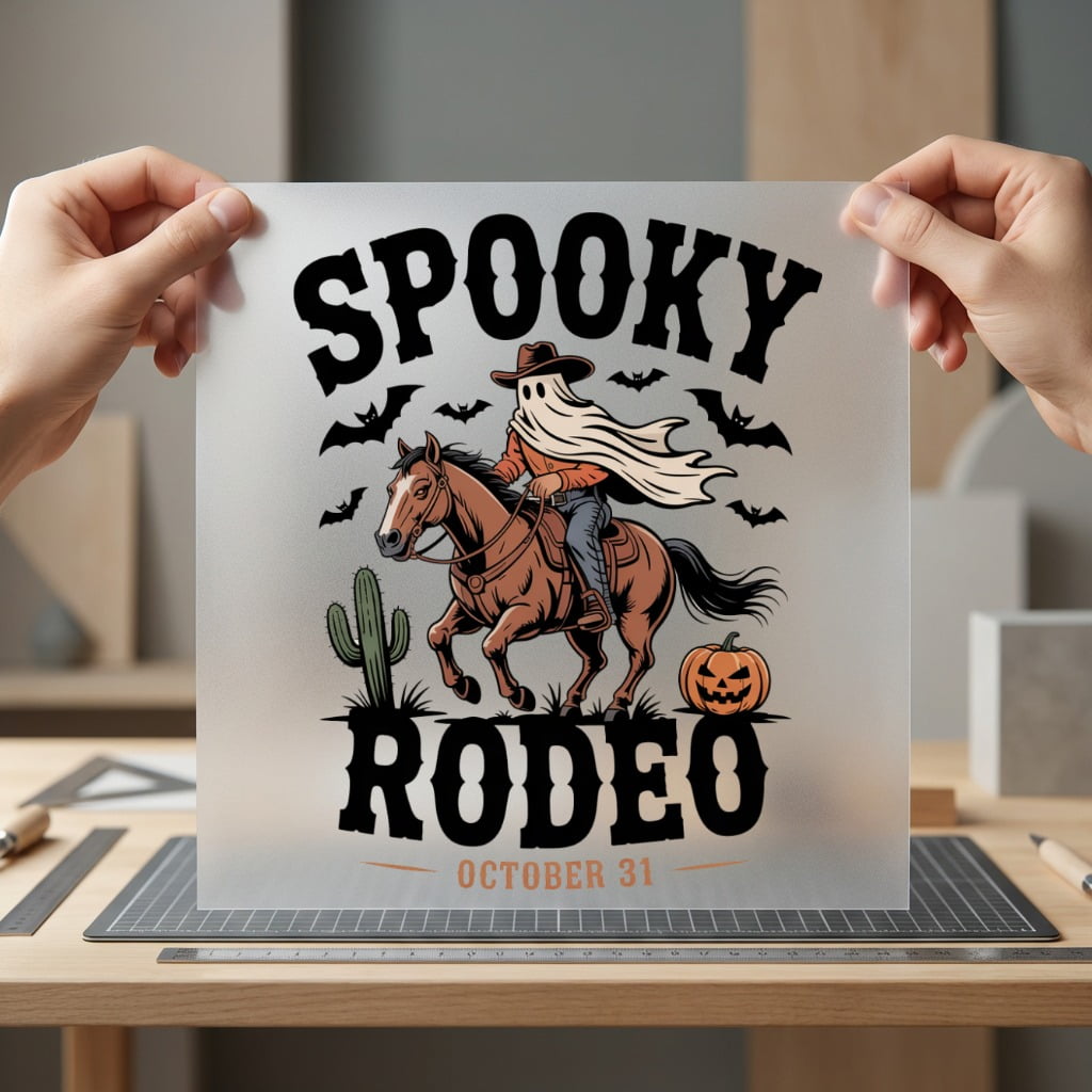 Spooky Rodeo Ghost Rider Usa Halloween Ready to Press DTF Transfer for Dtf