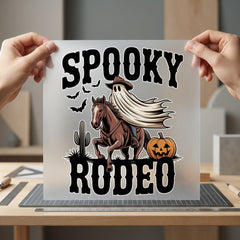 Spooky Rodeo Western Ghost Usa Halloween Ready to Press DTF Transfer for Dtf