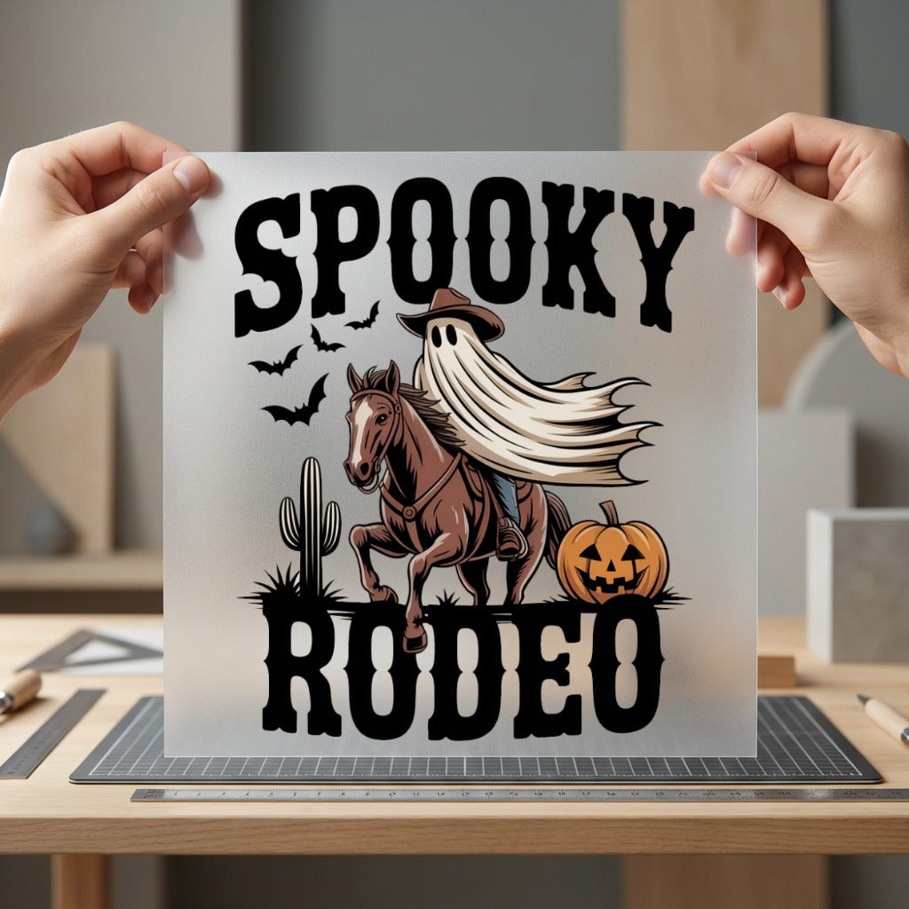 Spooky Rodeo Western Ghost Usa Halloween Ready to Press DTF Transfer for Dtf