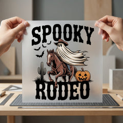 Spooky Rodeo Western Ghost Usa Halloween Ready to Press DTF Transfer for Dtf