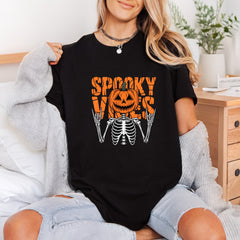 Spooky Vibes Pumpkin Skeleton Halloween Vintage Ready to Press DTF Transfer for Dtf