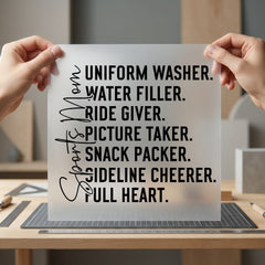 Sports Mom Laundry List Mom Funny Ready to Press DTF Transfer for Dtf
