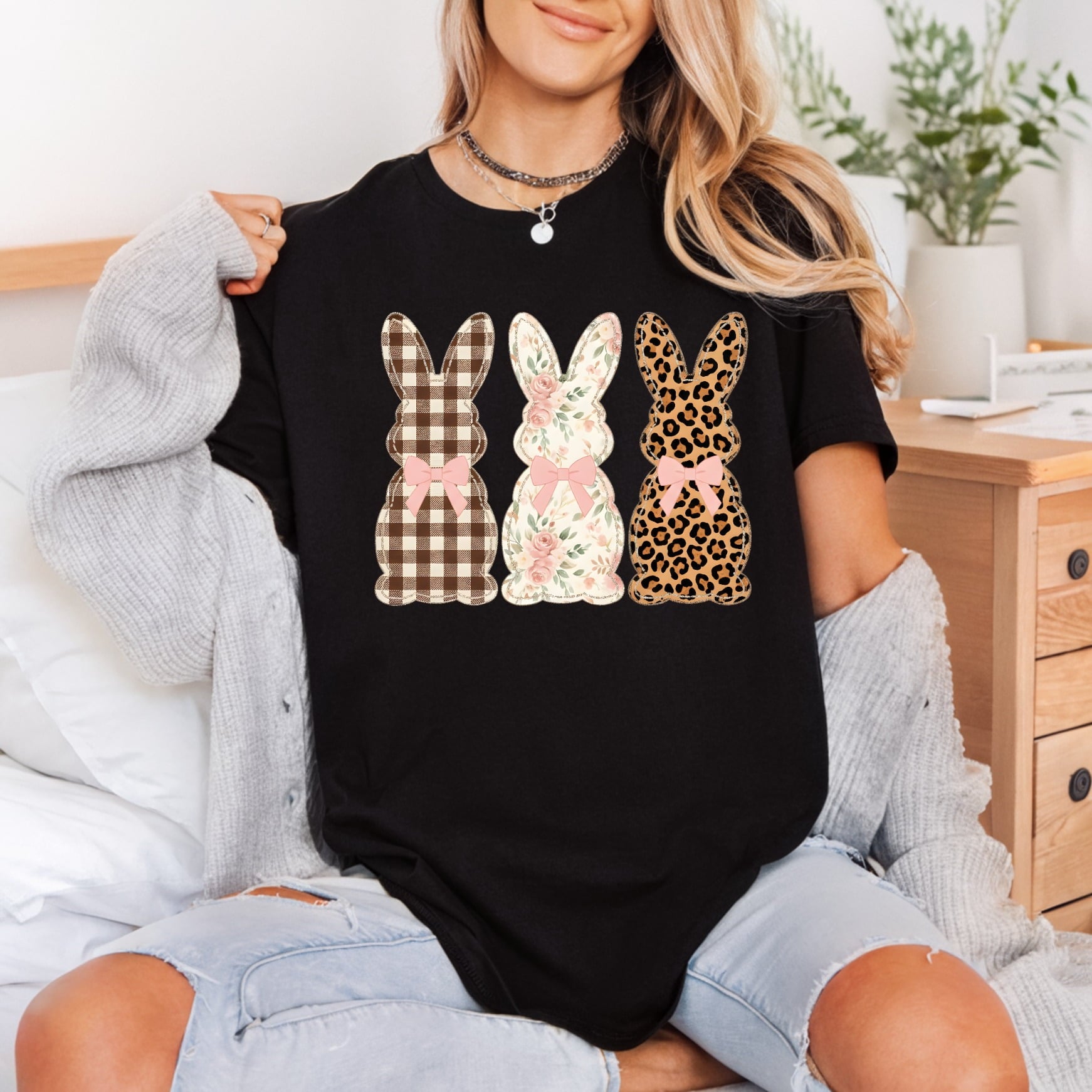 Spring Bunny Patchwork Easter Easter Pet Ready to Press DTF Transfer for Dtf