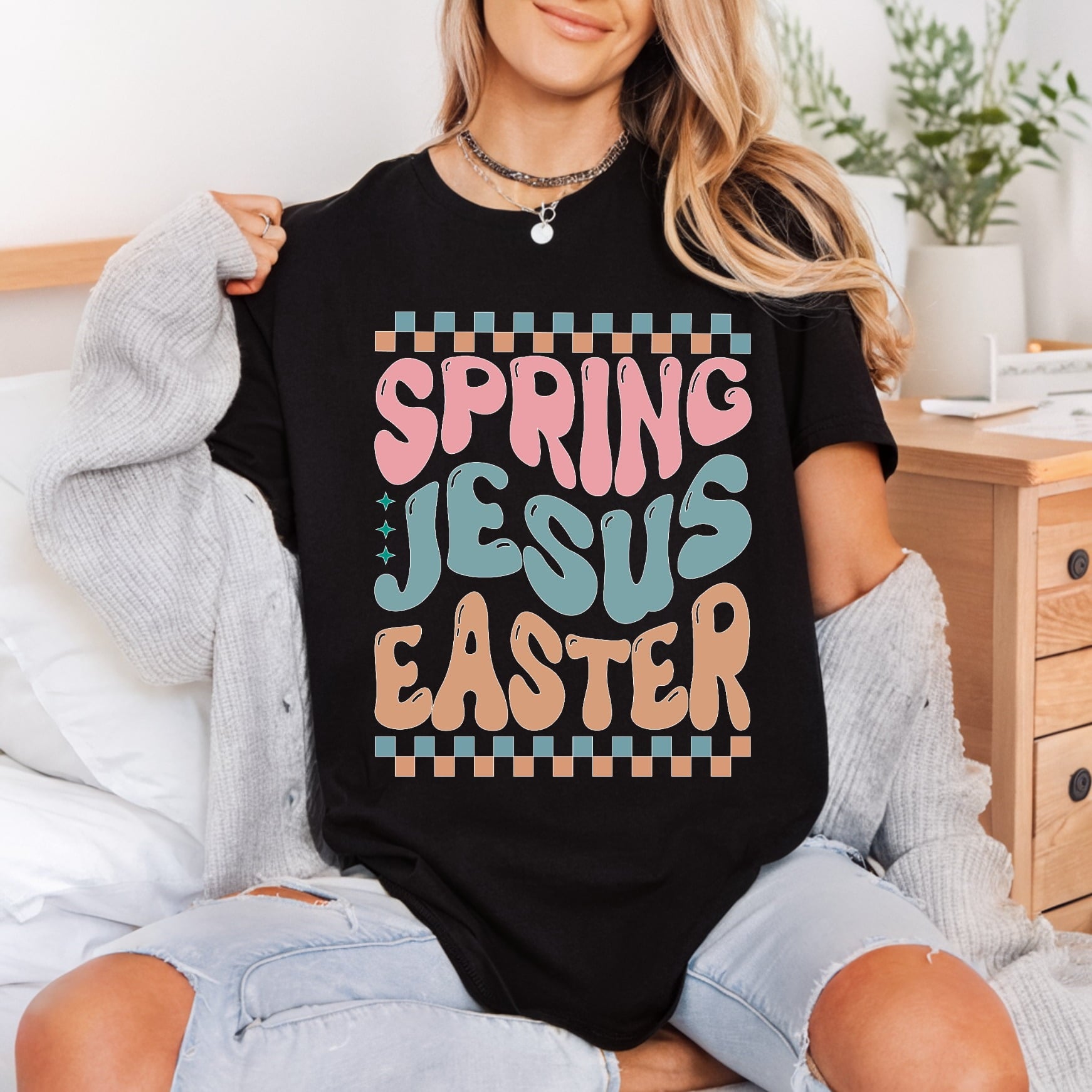 Spring Jesus Easter Retro Faith Jesus Ready to Press DTF Transfer for Dtf