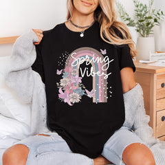 Spring Vibes Floral Rainbow Spring Vintage Ready to Press DTF Transfer for Dtf