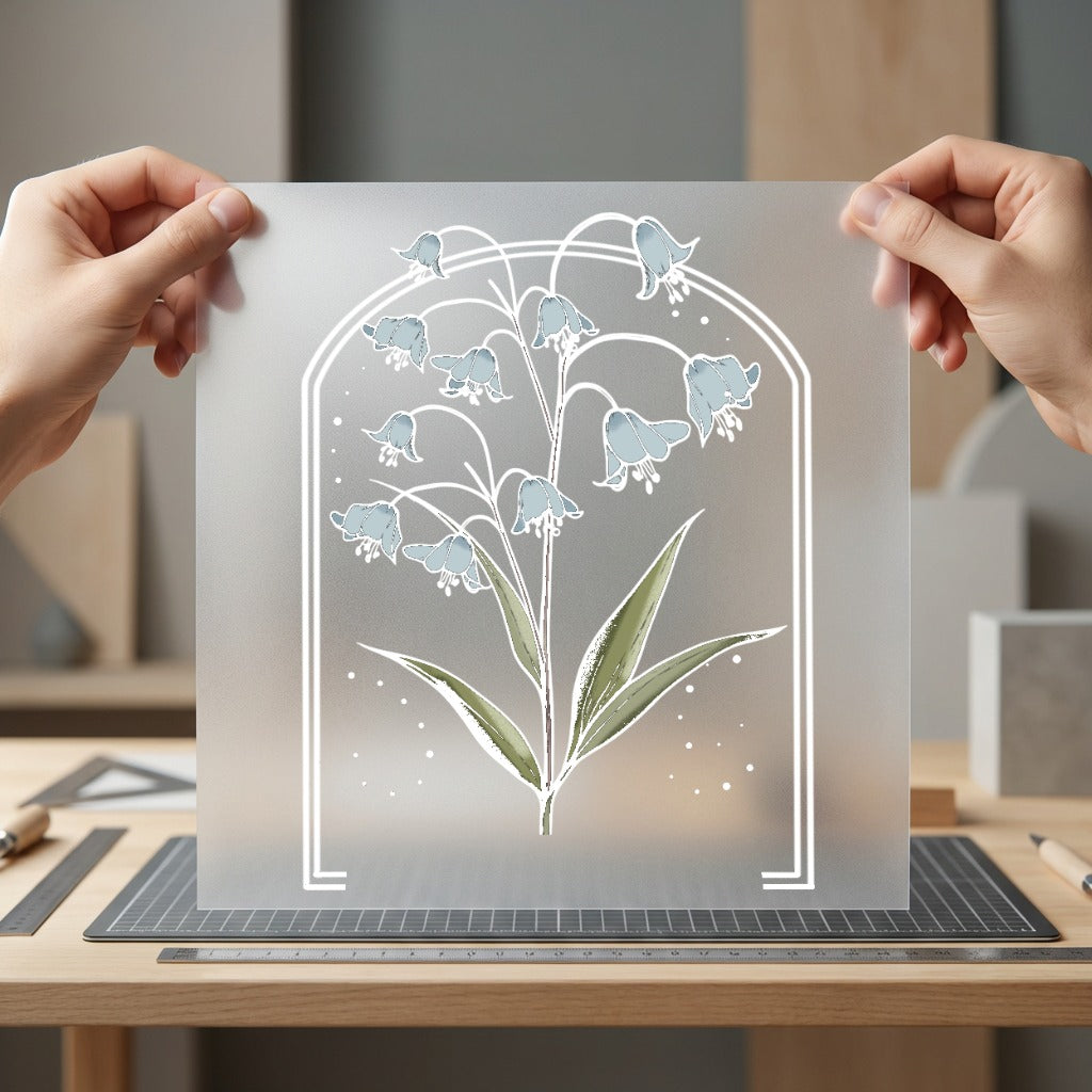 Stained Glass Bluebell Botanical Aesthetic Floral Ready to Press DTF Transfer for Dtf