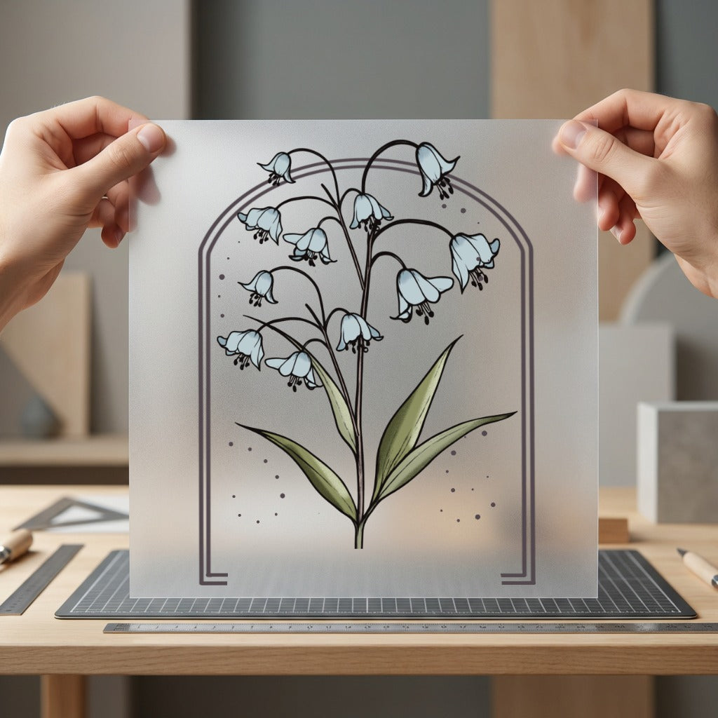 Stained Glass Bluebell Botanical Aesthetic Floral Ready to Press DTF Transfer for Dtf