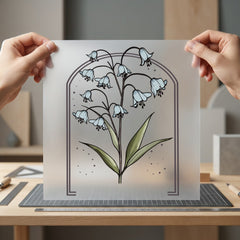 Stained Glass Bluebell Botanical Aesthetic Floral Ready to Press DTF Transfer for Dtf
