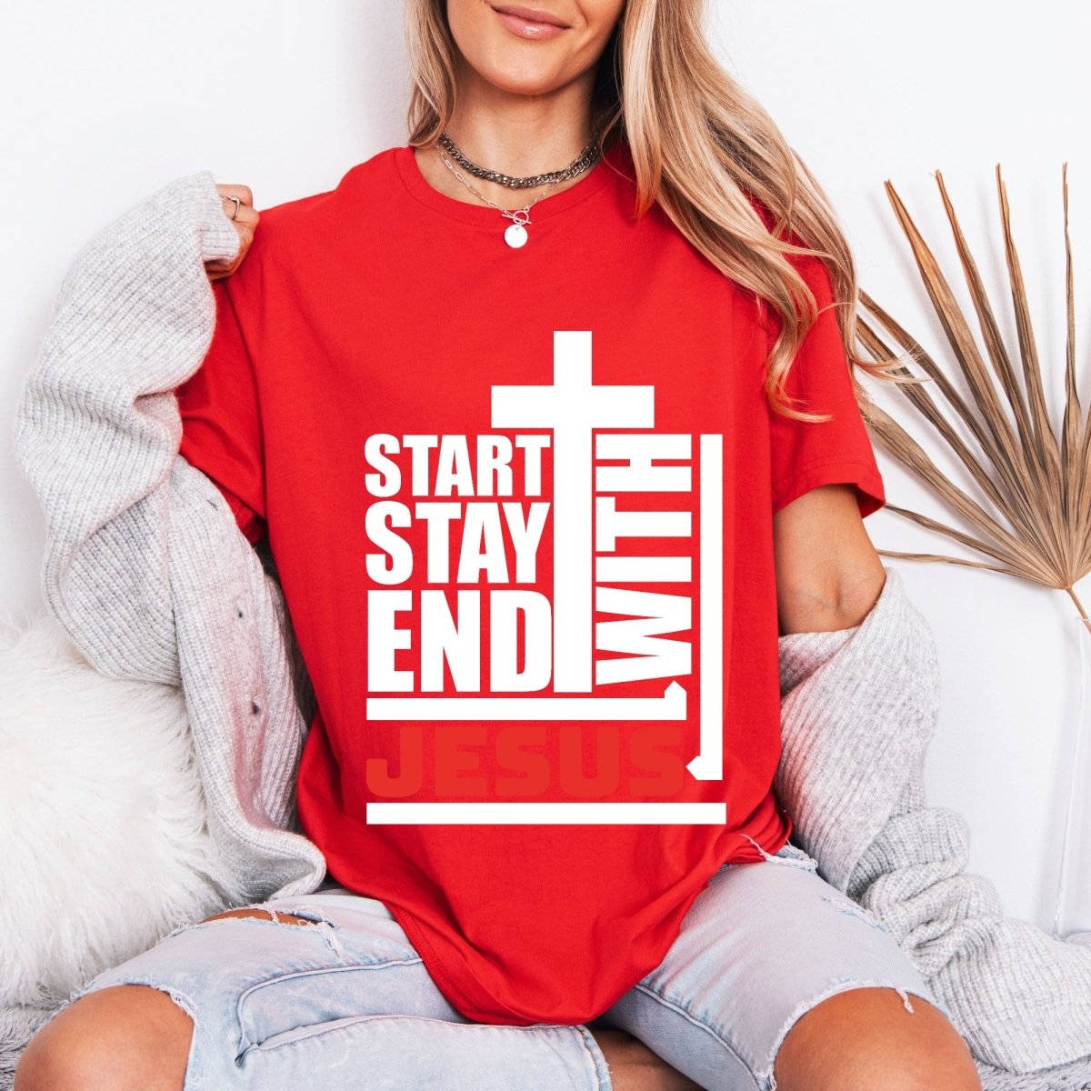 Start End With Jesus | Faith & Cross Street Style Tee - Luckets.com