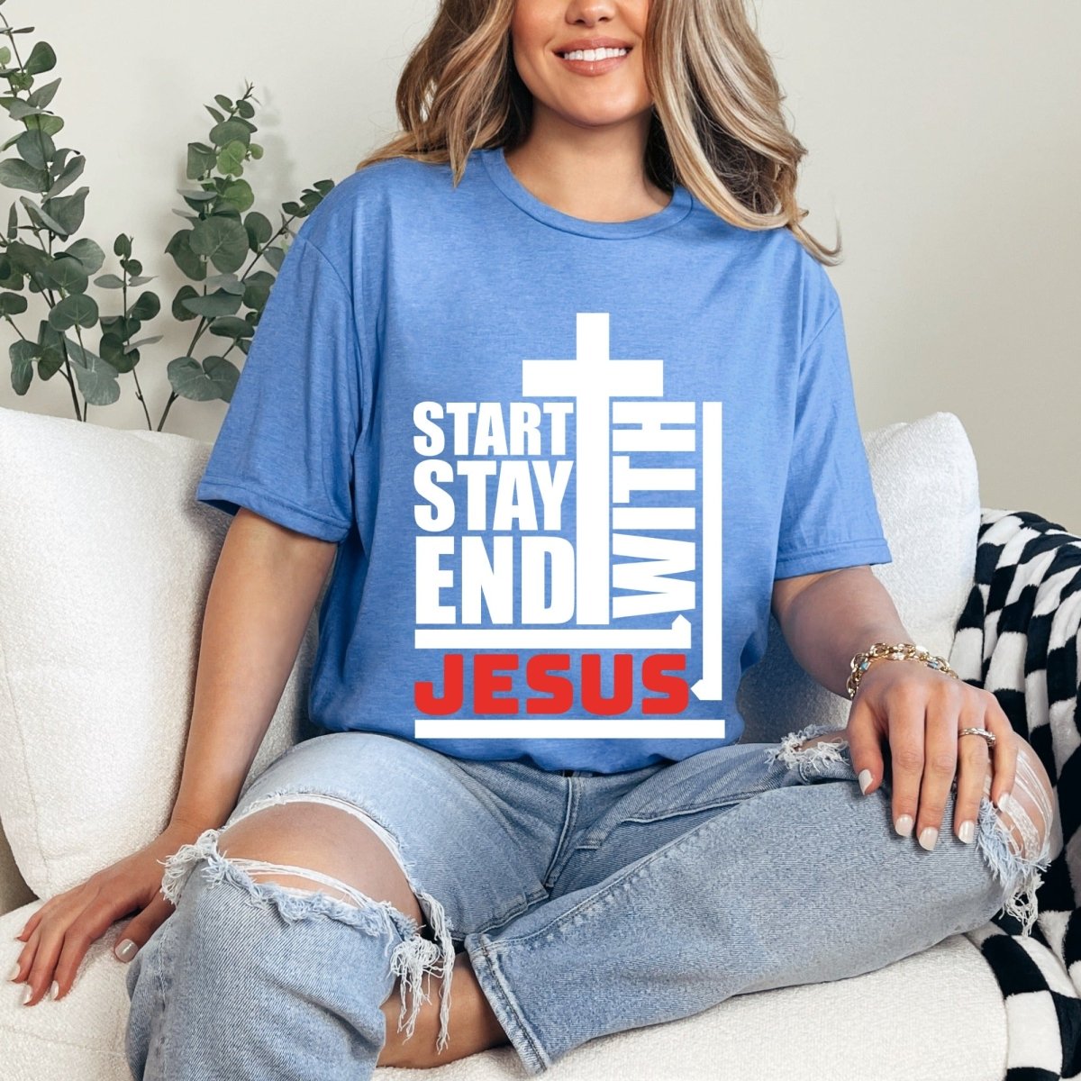 Start End With Jesus | Faith & Cross Street Style Tee - Luckets.com