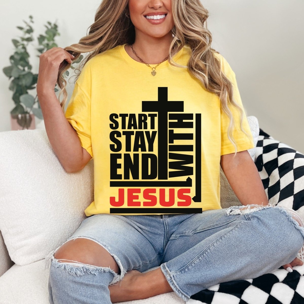 Start End With Jesus | Faith & Cross Street Style Tee - Luckets.com