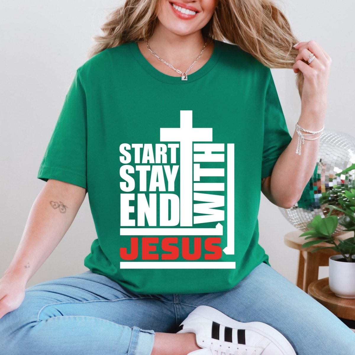 Start End With Jesus | Faith & Cross Street Style Tee - Luckets.com