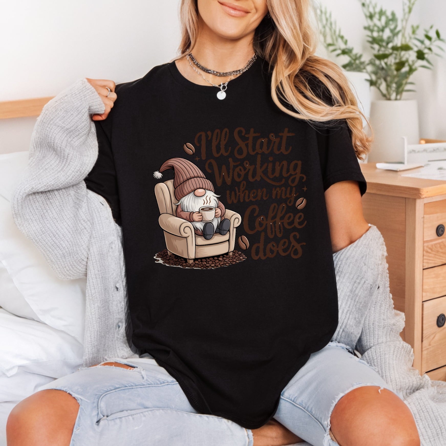 Start Working When Coffee Funny Sarcastic Ready to Press DTF Transfer for Dtf