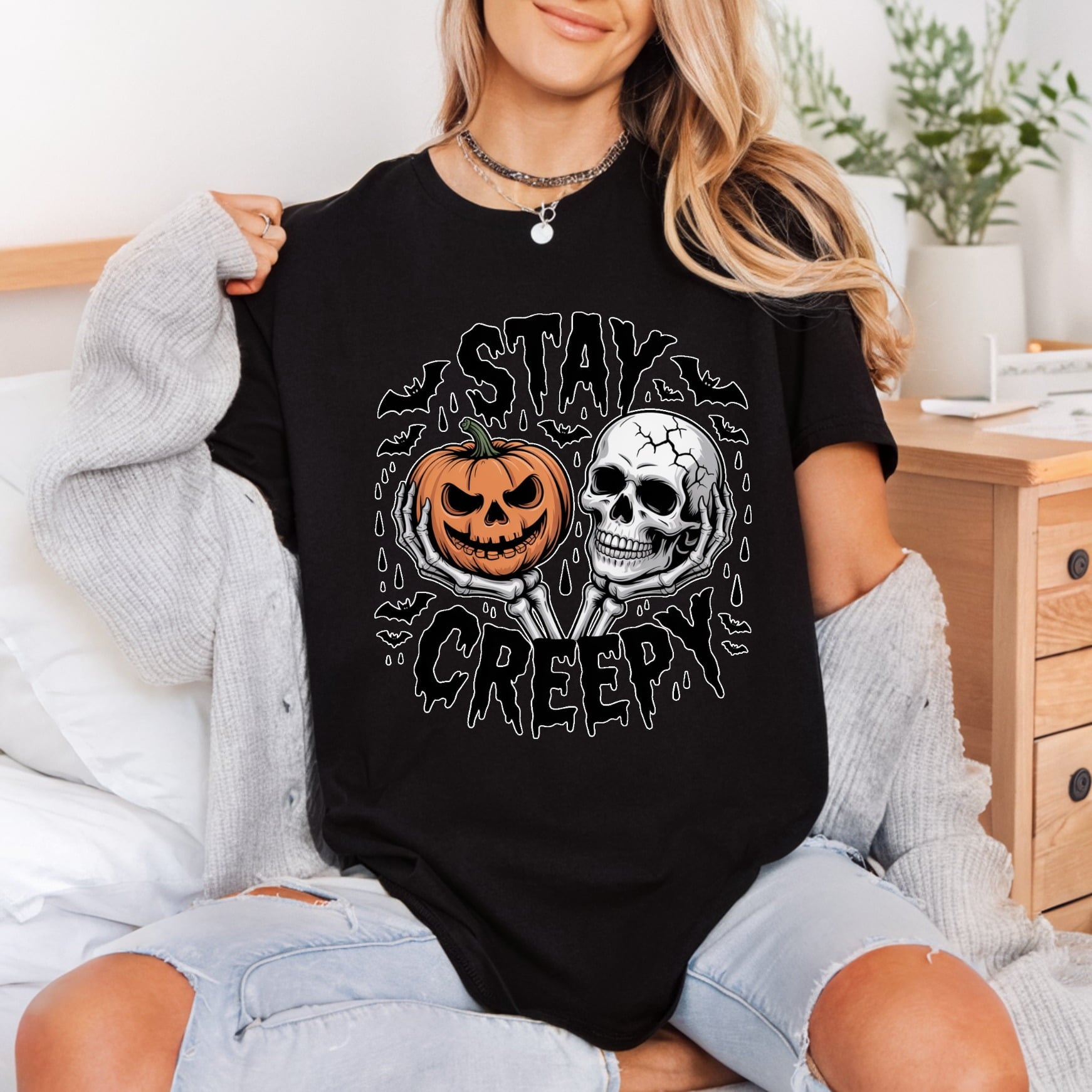 Stay Creepy Halloween Skeleton Halloween Ready to Press DTF Transfer for Dtf