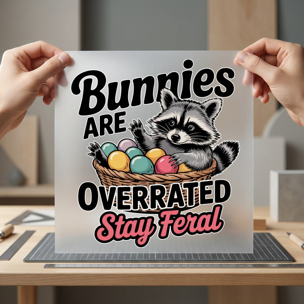 Stay Feral Raccoon Easter Easter Spring Ready to Press DTF Transfer for Dtf