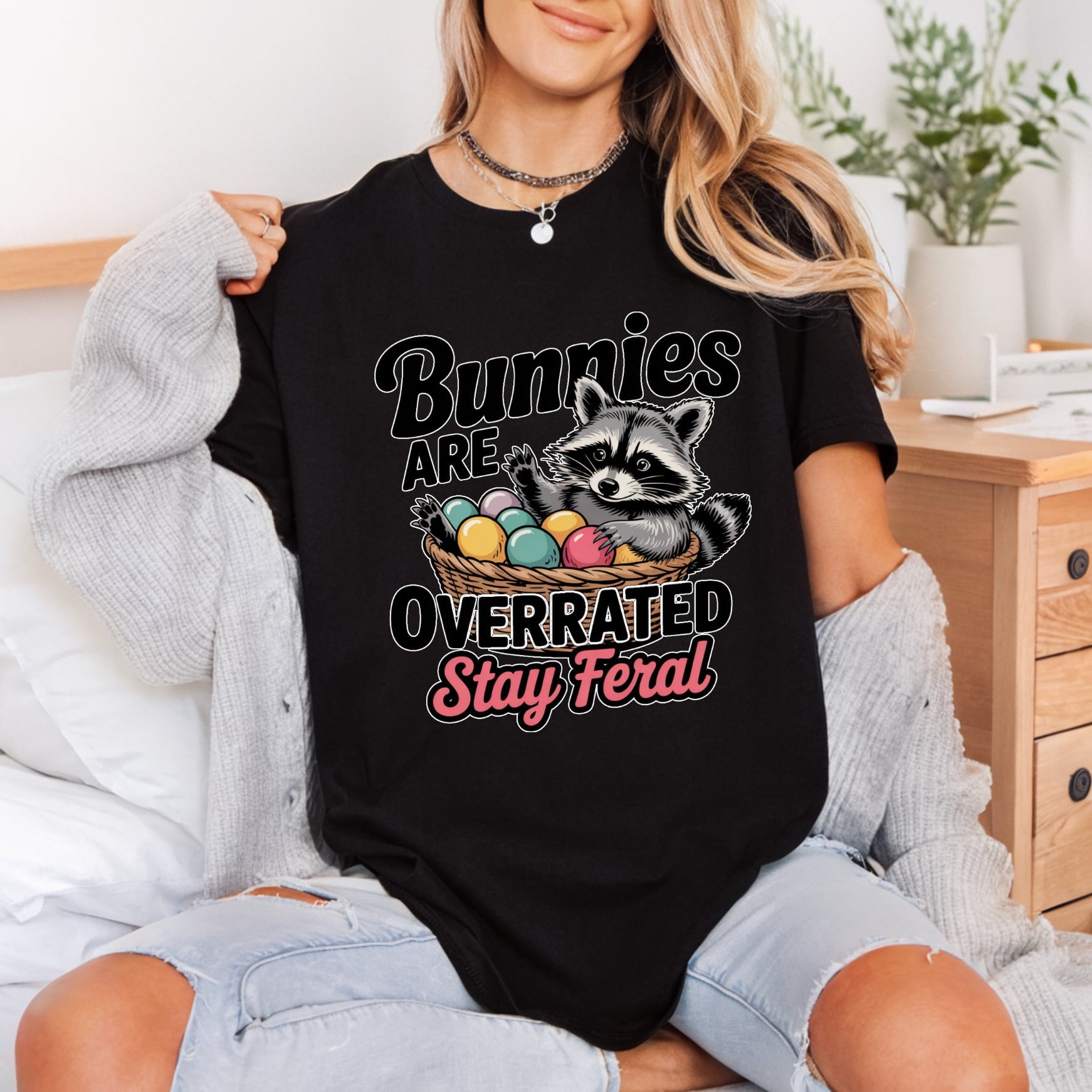 Stay Feral Raccoon Easter Easter Spring Ready to Press DTF Transfer for Dtf