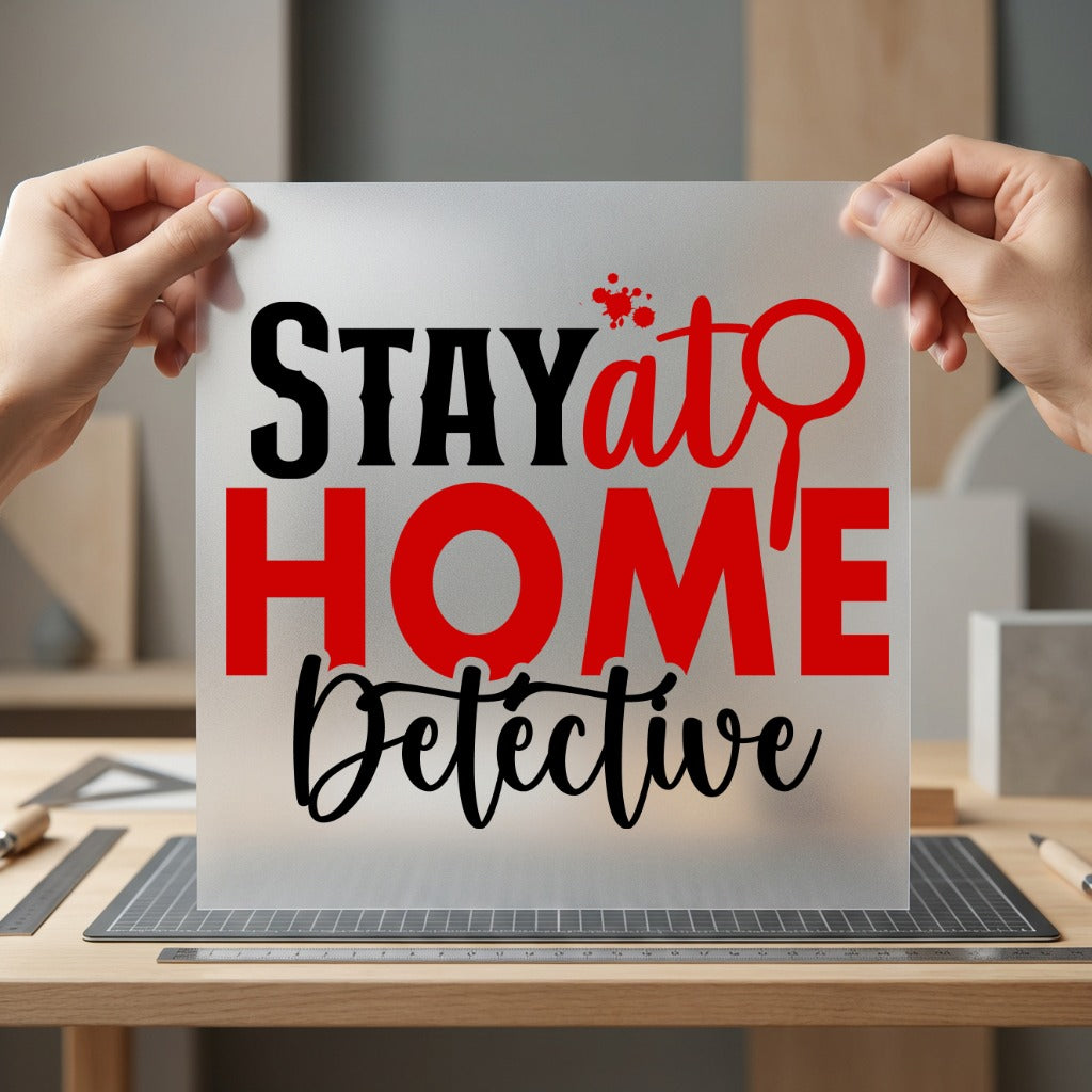 Stay Home Detective Cozy Funny Sarcastic Ready to Press DTF Transfer for Dtf