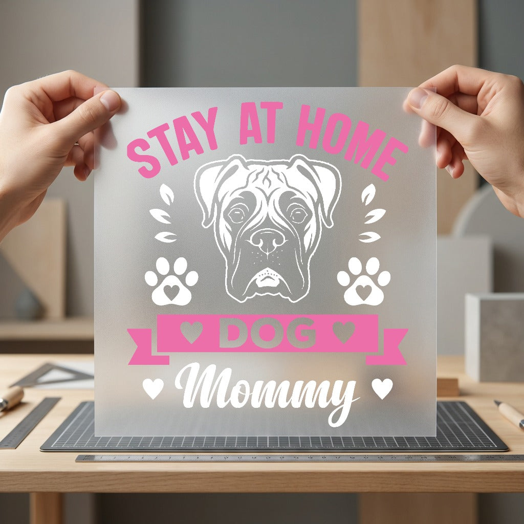 Stay Home Dog Mommy Mom Dad Ready to Press DTF Transfer for Dtf