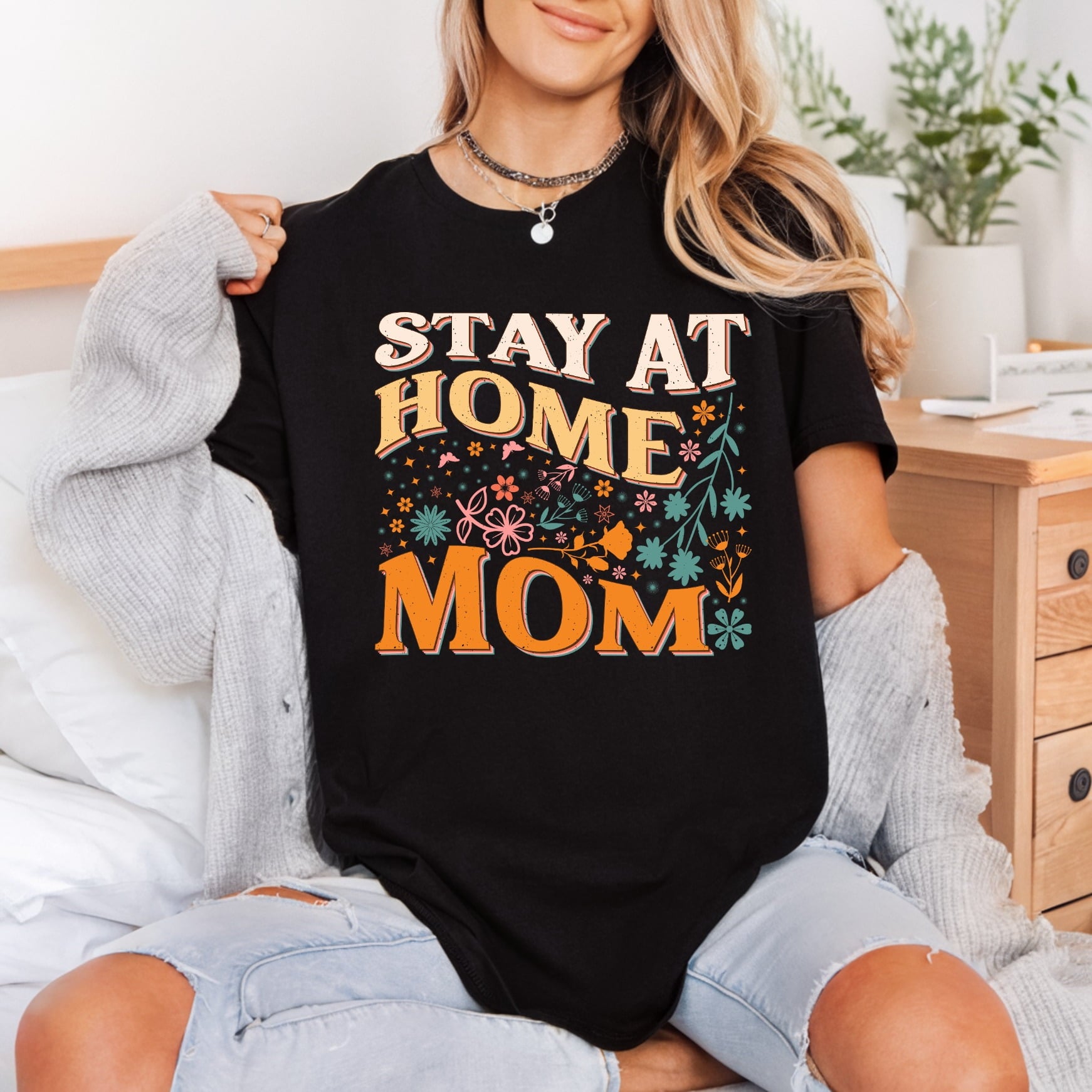 Stay Home Mom Floral Mom Vintage Ready to Press DTF Transfer for Dtf