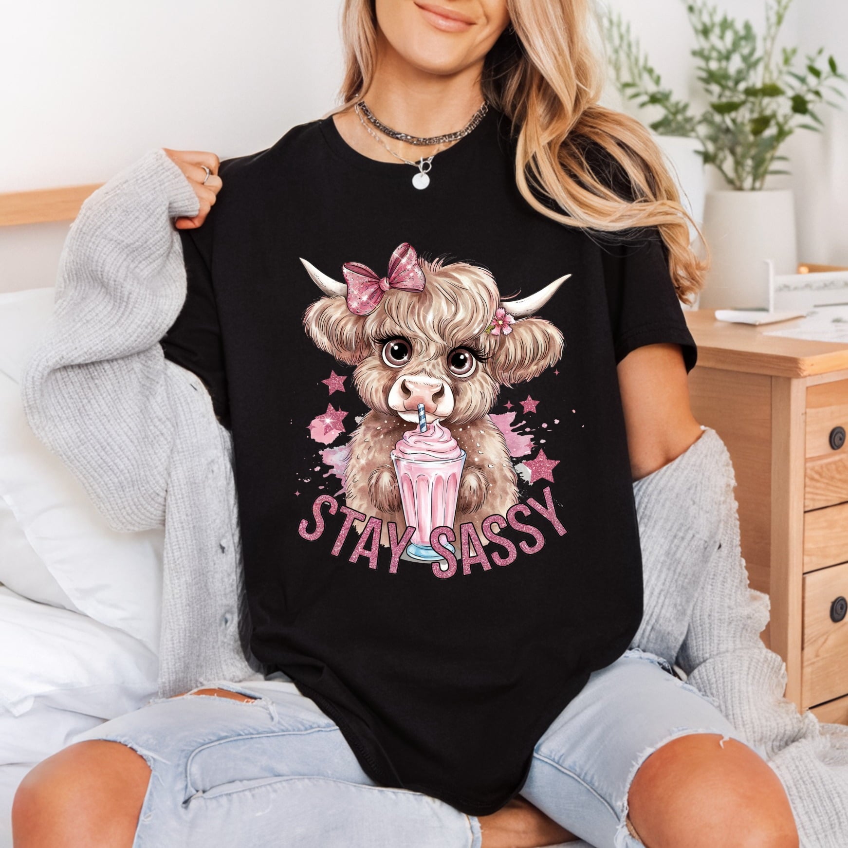 Stay Sassy Cow Retro Pet Ready to Press DTF Transfer for Dtf