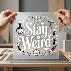 Stay Weird Moth Mushroom Halloween Boho Ready to Press DTF Transfer for Dtf