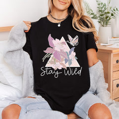 Stay Wild Floral Butterfly Vintage Retro Ready to Press DTF Transfer for Dtf