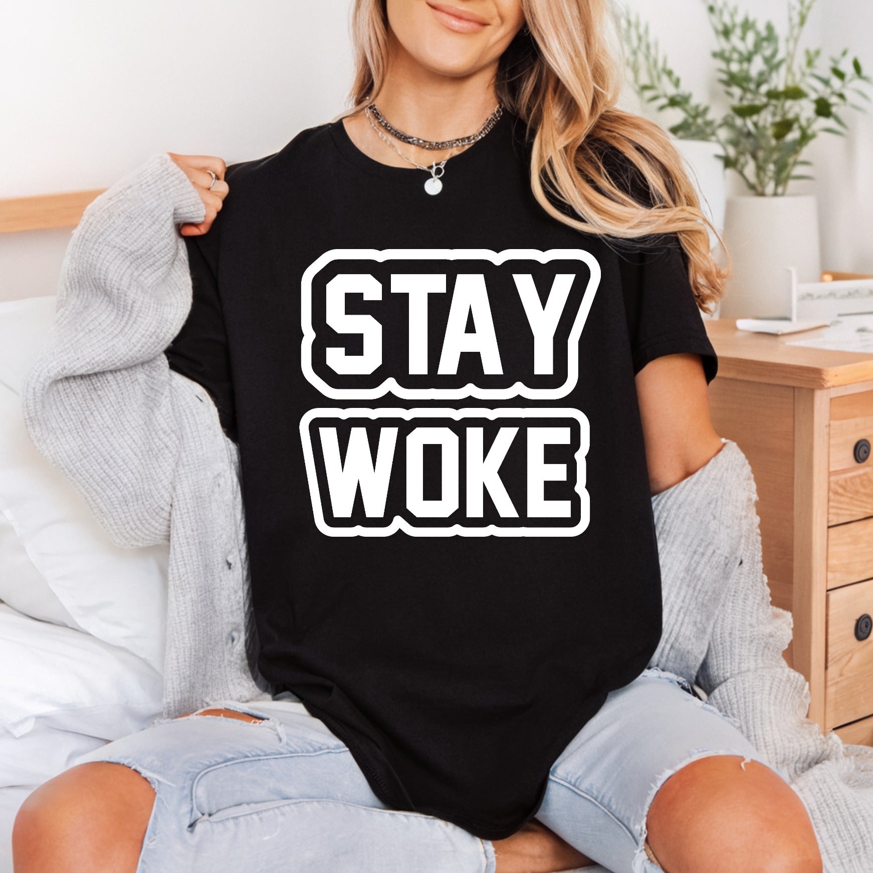 Stay Woke Bold Statement Usa Freedom Ready to Press DTF Transfer for Dtf