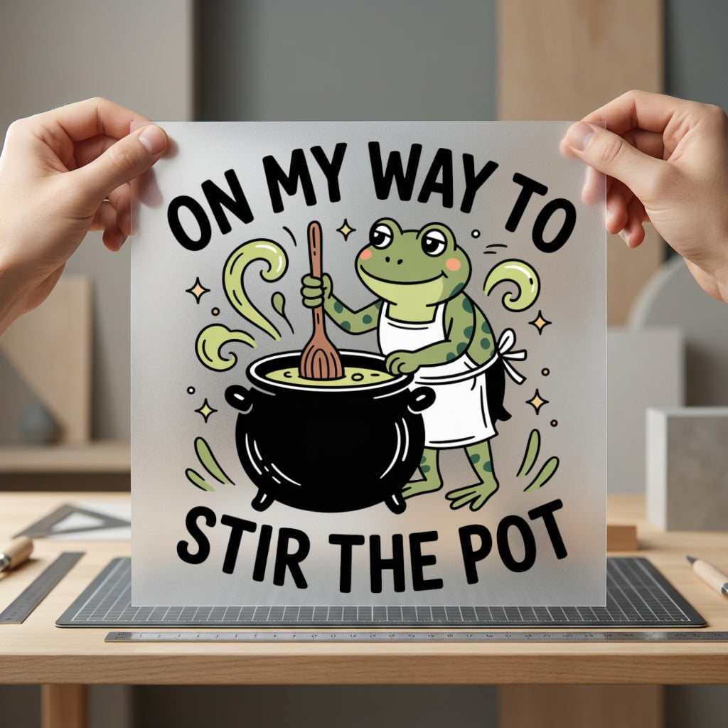 Stir Pot Frog Humorous Funny Pet Ready to Press DTF Transfer for Dtf