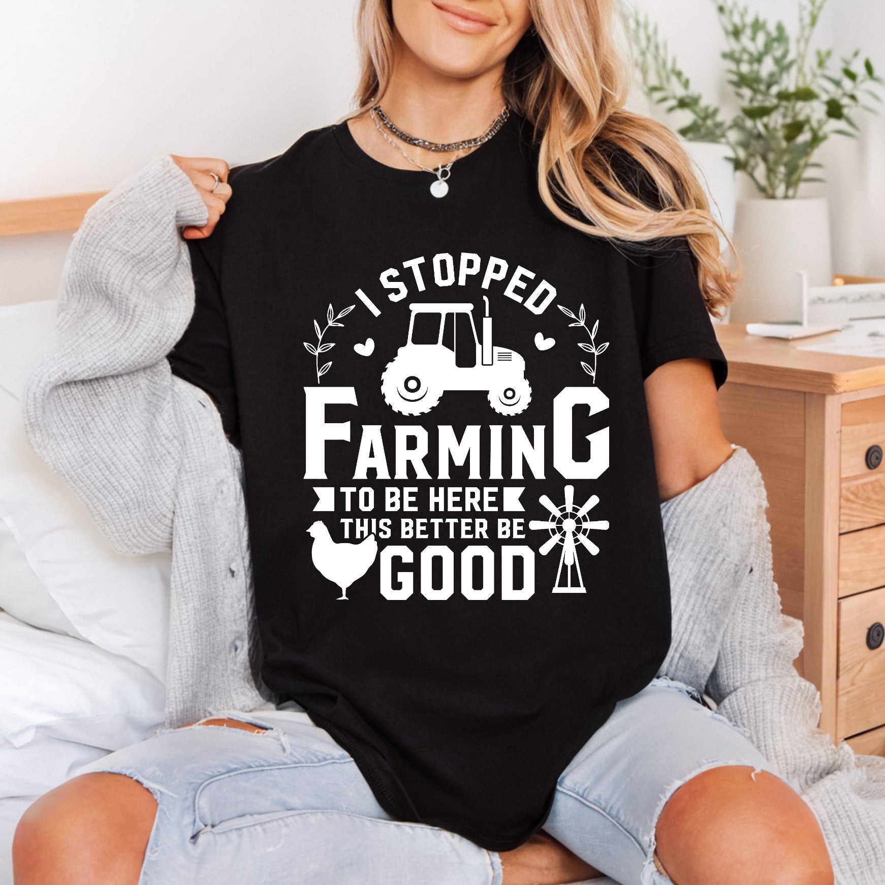 Stopped Farming Humorous Farm Usa Dad Ready to Press DTF Transfer for Dtf