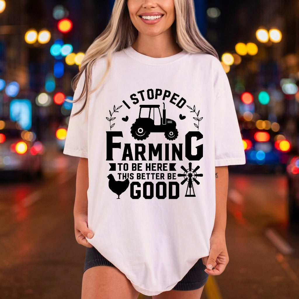Stopped Farming Humorous Farm Usa Dad Ready to Press DTF Transfer for Dtf