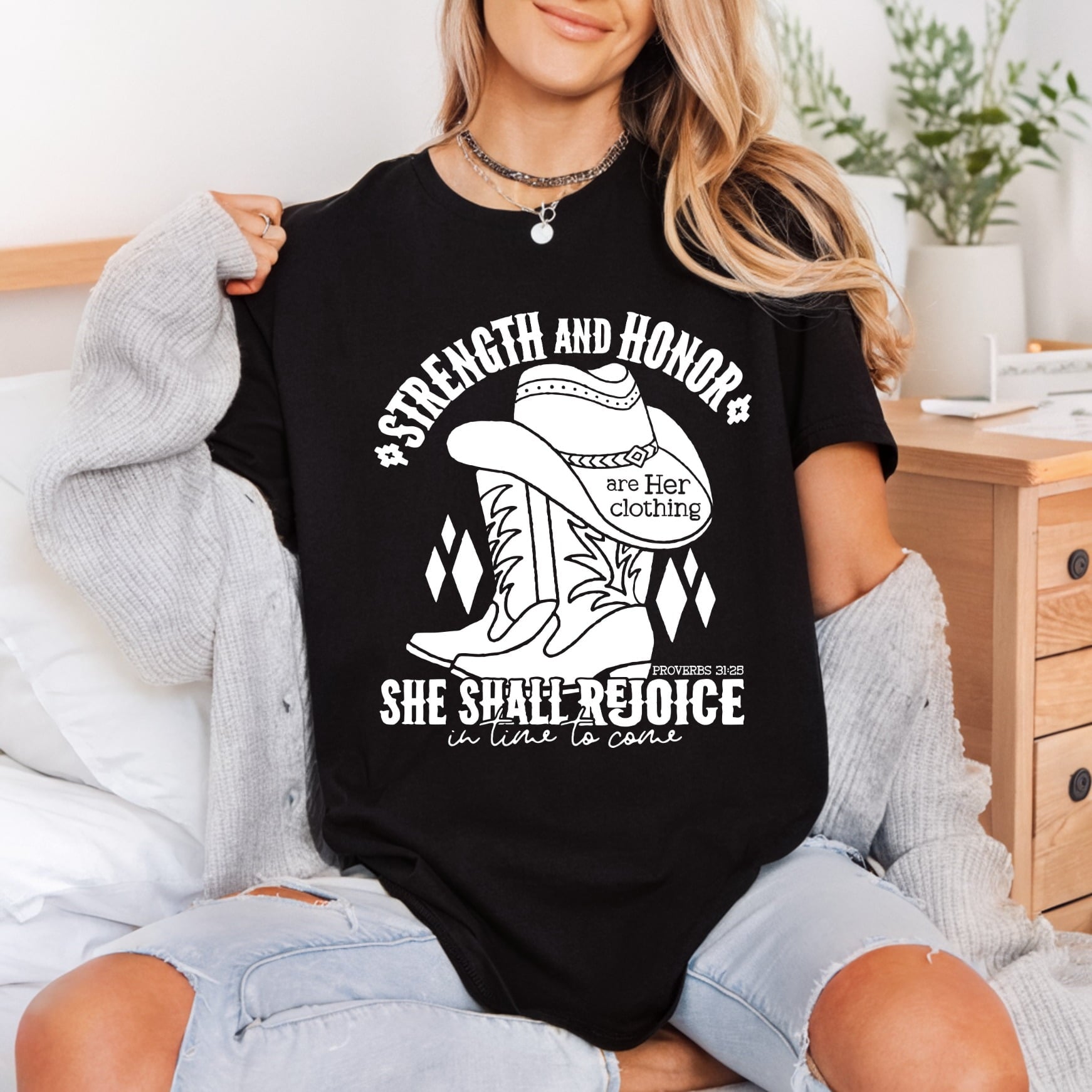 Strength Honor Cowgirl Western Christian Faith Ready to Press DTF Transfer for Dtf