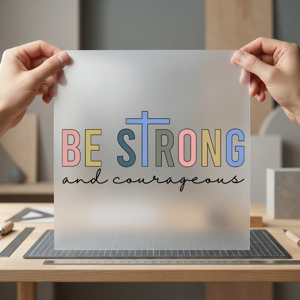 Strong Courageous Cross Boho Christian Faith Ready to Press DTF Transfer for Dtf
