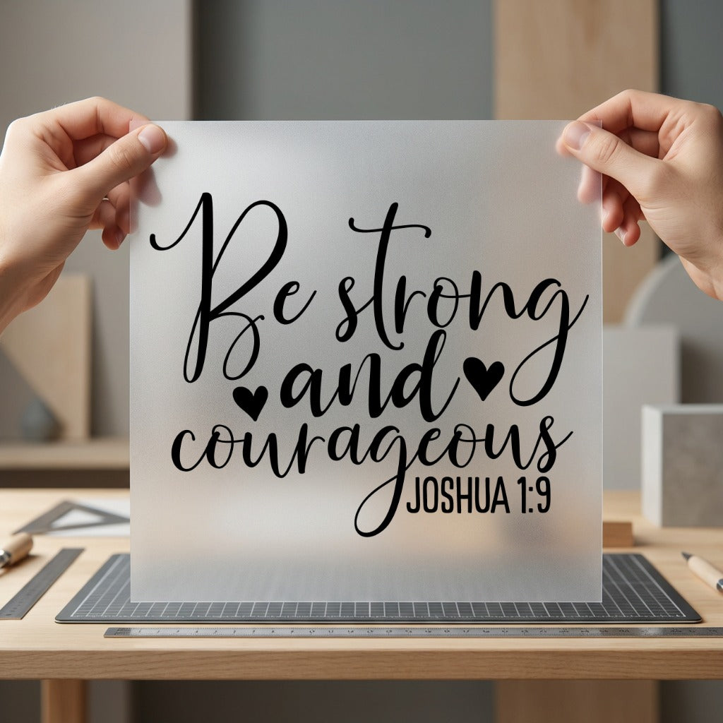 Strong Courageous Hearts Script Christian Faith Ready to Press DTF Transfer for Dtf