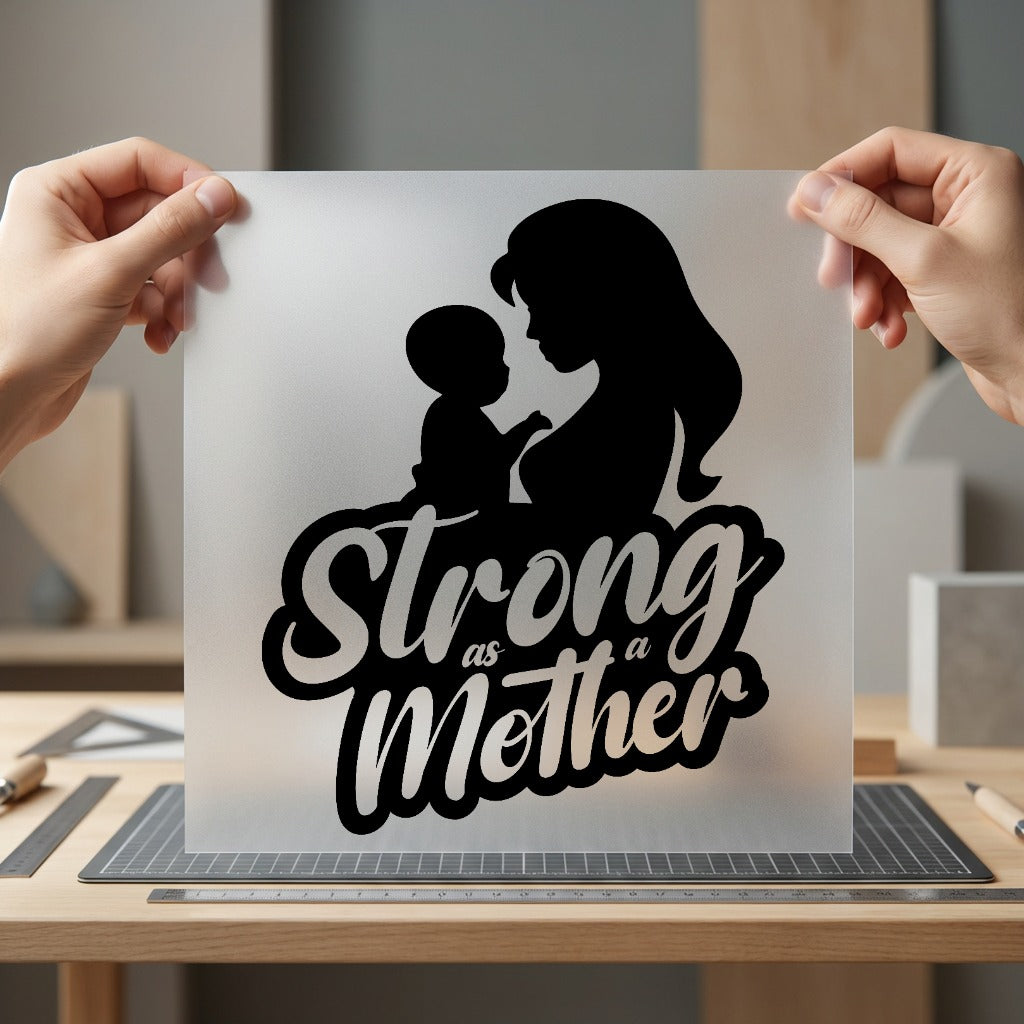 Strong Mother Silhouette Empowering Mom Ready to Press DTF Transfer for Dtf