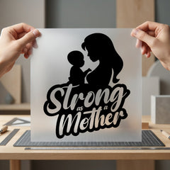 Strong Mother Silhouette Empowering Mom Ready to Press DTF Transfer for Dtf