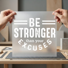 Stronger Than Excuses Motivational Fitness Gym Ready to Press DTF Transfer for Dtf