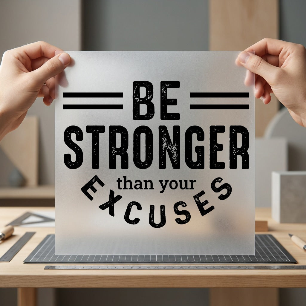 Stronger Than Excuses Motivational Fitness Gym Ready to Press DTF Transfer for Dtf