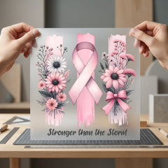 Stronger Than Storm Breast Floral Ready to Press DTF Transfer for Dtf