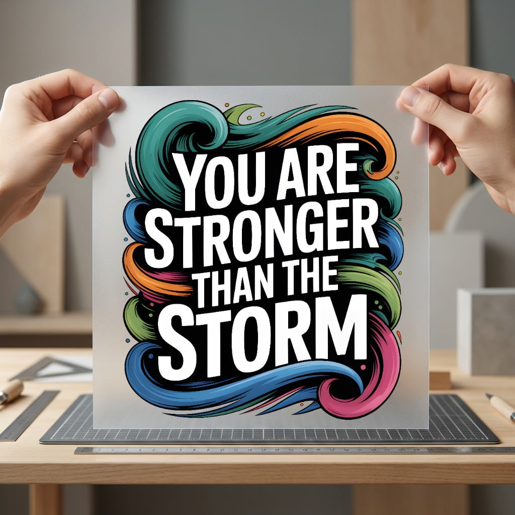 Stronger Than Storm Quote Mental Wellness Collection Good Vibes Collection Ready to Press DTF Transfer for Dtf
