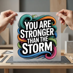 Stronger Than Storm Quote Mental Wellness Collection Good Vibes Collection Ready to Press DTF Transfer for Dtf