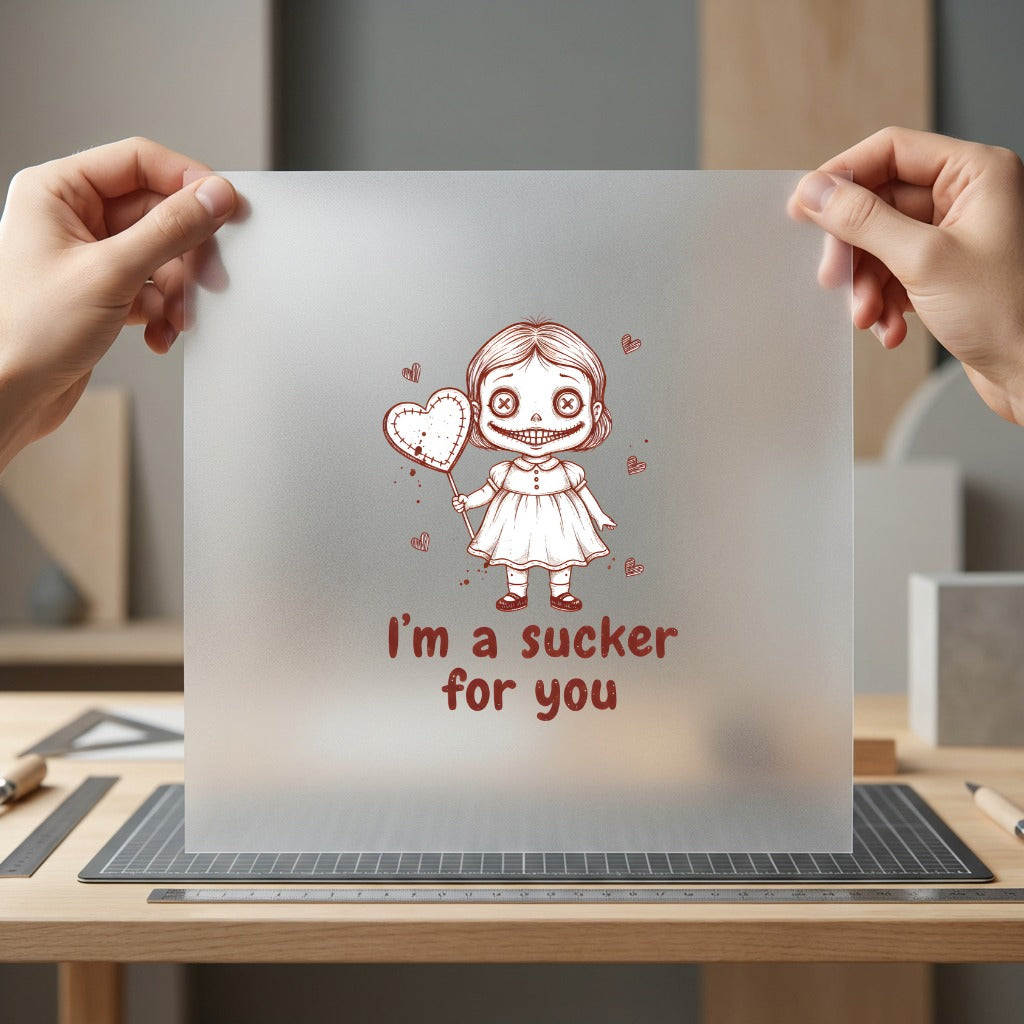 Sucker You Creepy Doll Halloween Valentine Ready to Press DTF Transfer for Dtf