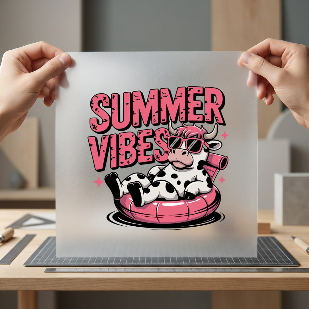 Summer Vibes Cow Retro Summer Funny Ready to Press DTF Transfer for Dtf