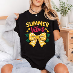 Summer Vibes Lemon Bow Summer Ready to Press DTF Transfer for Dtf