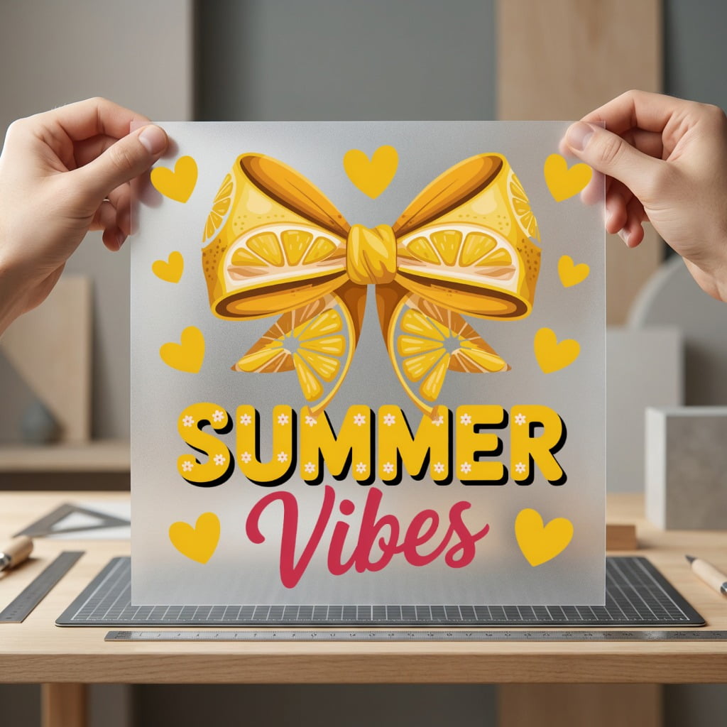 Summer Vibes Lemon Bow Summer Ready to Press DTF Transfer for Dtf
