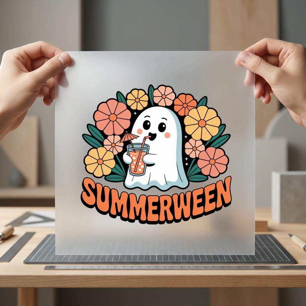 Summerween Ghost Cocktail Retro Halloween Retro Ready to Press DTF Transfer for Dtf