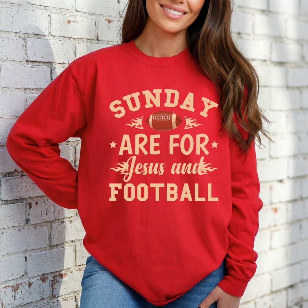 Sunday Are For Jesus and Football | Game Day Faith Sweatshirt - Luckets.com