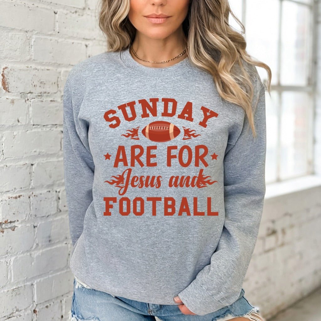 Sunday Are For Jesus and Football | Game Day Faith Sweatshirt - Luckets.com