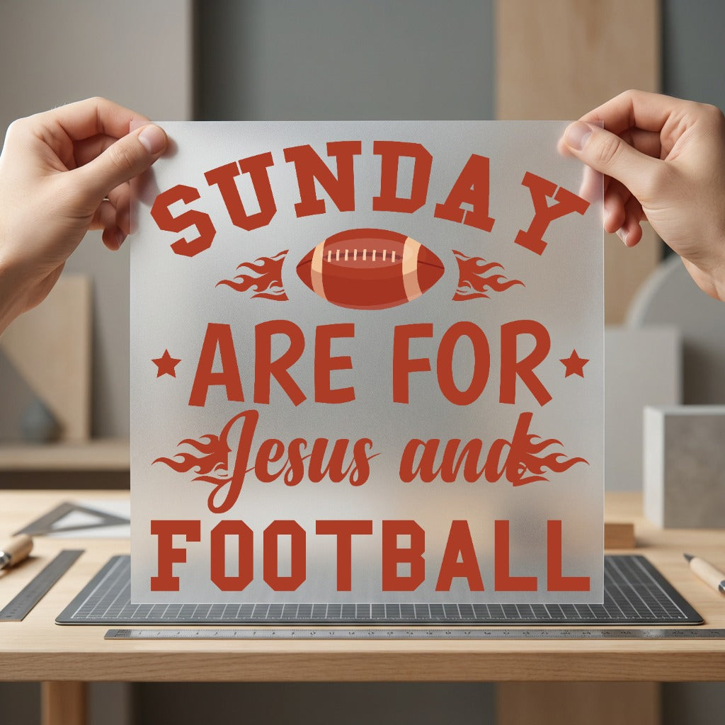 Sunday Jesus Football Game Christian Faith Ready to Press DTF Transfer for Dtf