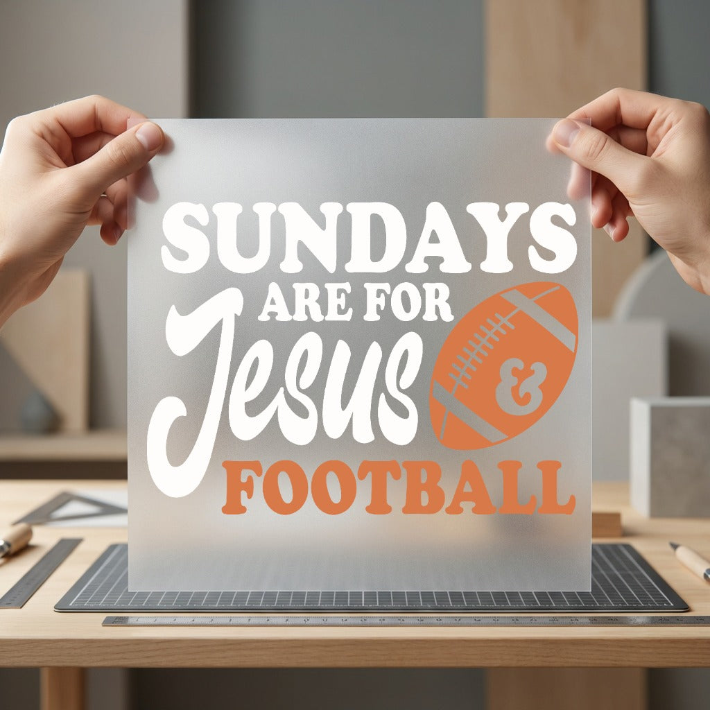 Sundays Jesus Football Retro Christian Faith Ready to Press DTF Transfer for Dtf
